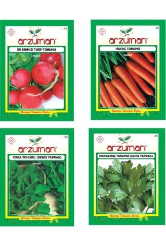 İRİ KIRMIZI TURP - HAVUÇ - ROKA - MAYDANOZ 4'LÜ TOHUM SETİ