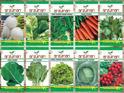 SERTİFİKALI YERLİ 10 ÇEŞİT KIŞLIK TOHUM SETİ-1 (SOLUCAN GÜBRESİ HEDİYE)