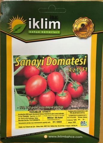Domates Tohumu Hibrit SANAYİ TİPİ DOMATES A-Z-15 F1 50 Adet