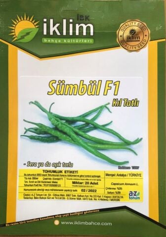 Biber Tohumu Hibrit Kıl Biber (Sümbül) A-Z 23 F1 - 20 Adet Tohumluk