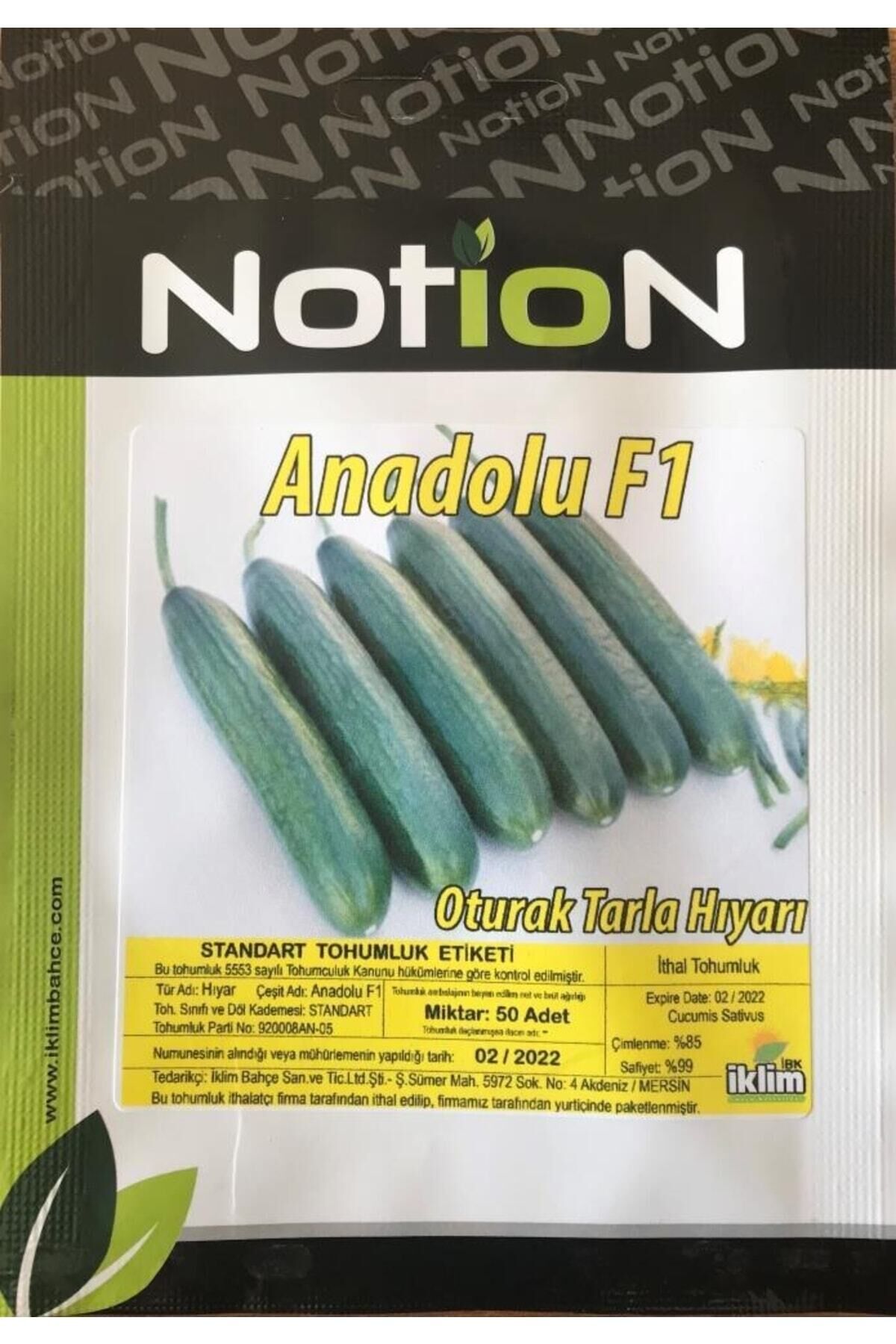 Notion Hıyar Tohumu Anadolu F1 Oturak Tarla Hıyarı -50 Adet Tohum