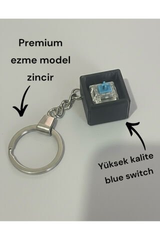 Kişiye Özel Blue Switch Keycap Premium Ezme Model Anahtarlık