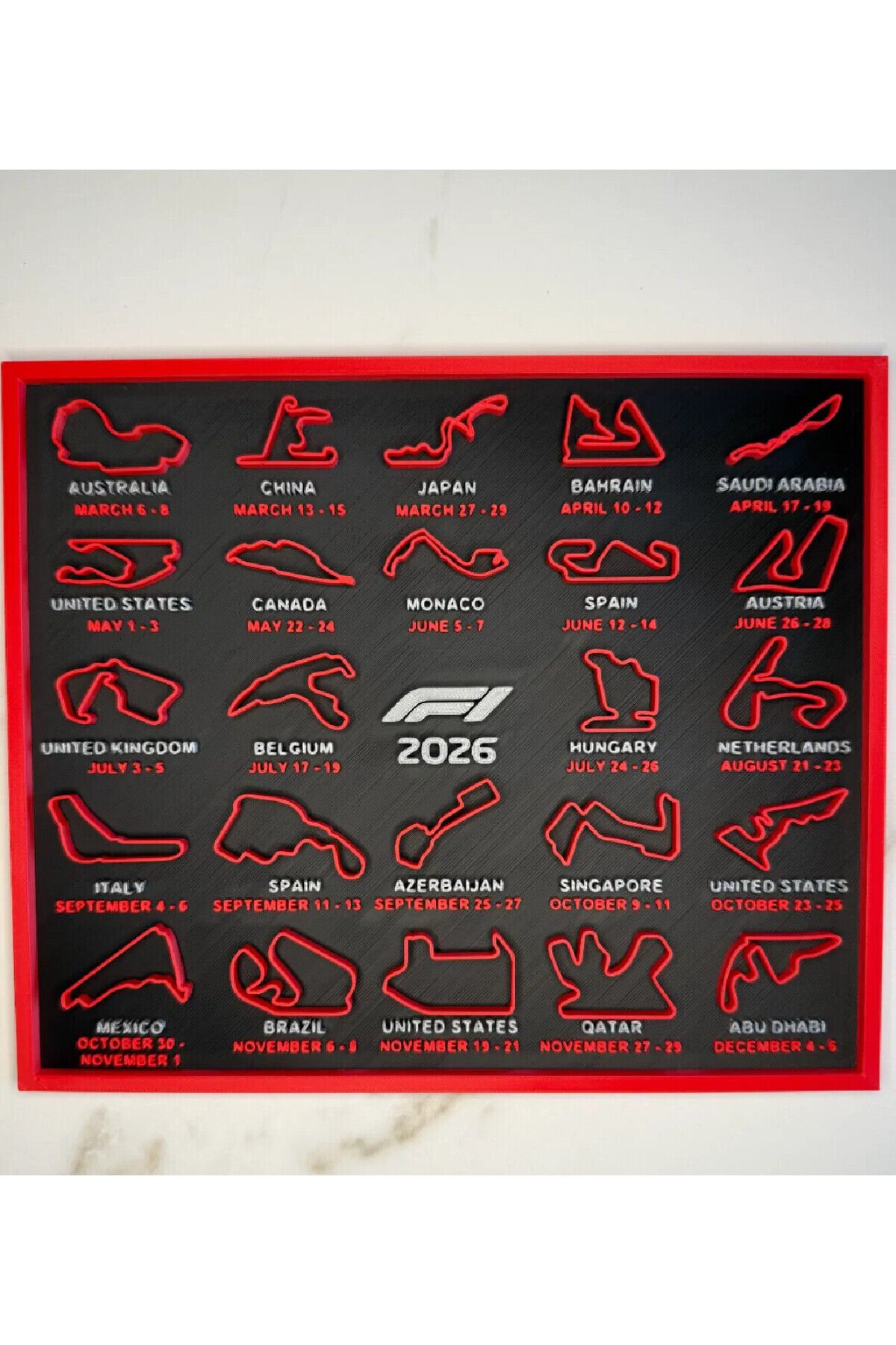 F1 2026 Takvimi Tablo