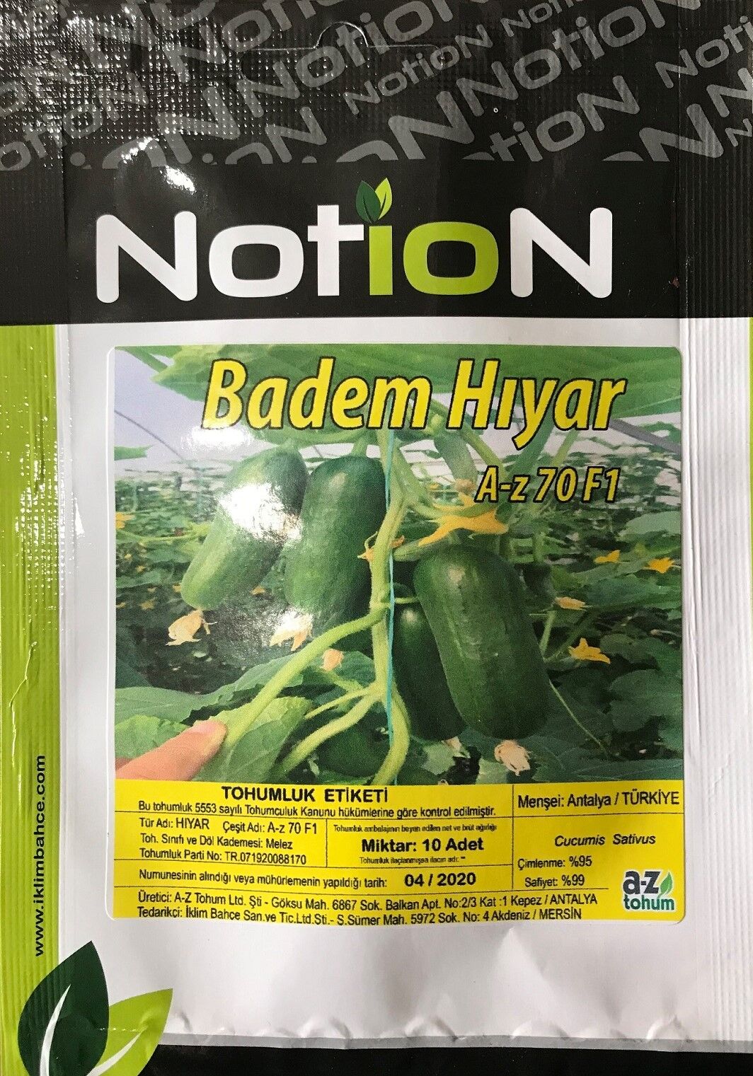 SALATALIK TOHUMU F1 MİNİ BADEM  - 10 Adet Tohumluk