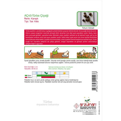 Türbe Çiçeği (Impatiens Balsamina) Çiçek Tohumu 30 Adet