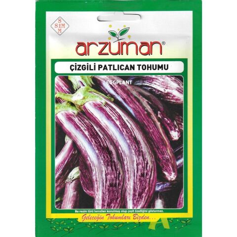Çizgili Alaca Patlıcan Tohumu 5 gr Arzuman Tohumculuk