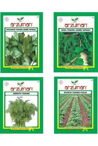 MAYDANOZ - ROKA - DEREOTU - KIVIRCIK MARUL 4'LÜ TOHUM SETİ