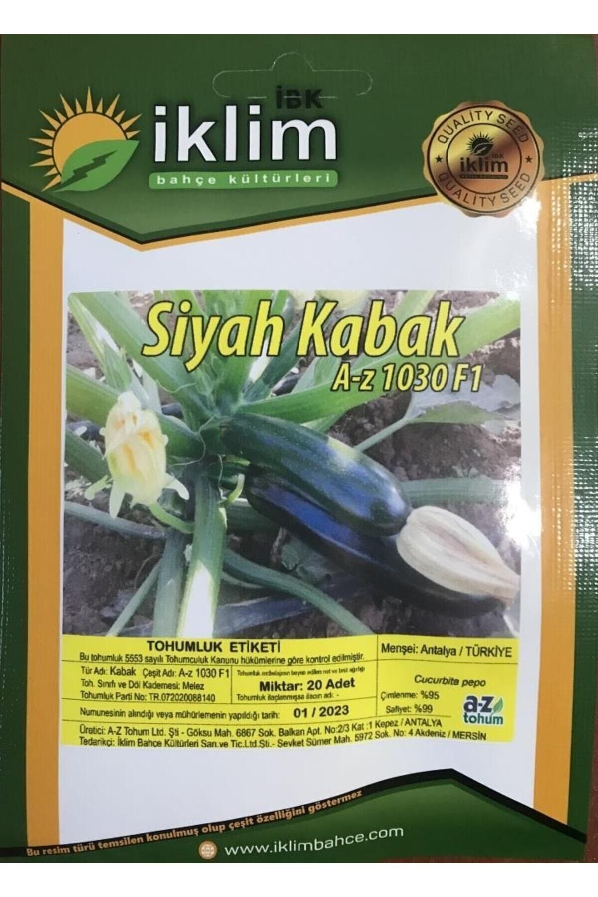 Karahasanoğlu Tarım A-z Tohum Kabak Tohumu A-z 1030 F1 Siyah Kabak - 20 Adet Tohumluk