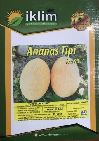 A-Z TOHUM KAVUN TOHUMU A-Z 90 F1 ANANAS TİPİ KAVUN - 20 ADET TOHUMLUK