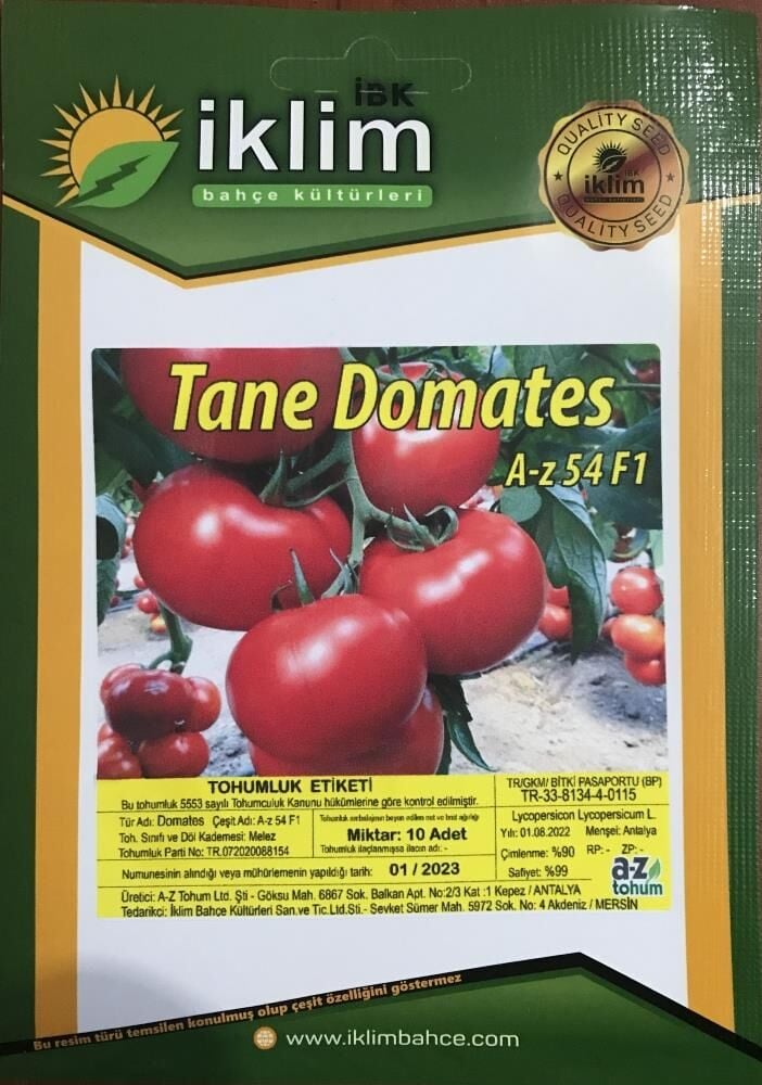 A-Z TOHUM DOMATES TOHUMU A-Z 54 F1 SIRIK TANE DOMATES - 10 ADET TOHUMLUK