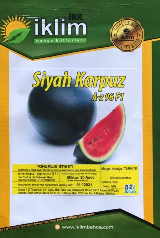 Karpuz Tohumu Hibrit A-Z-96 F1 SİYAH KARPUZ -20 Adet Tohumluk