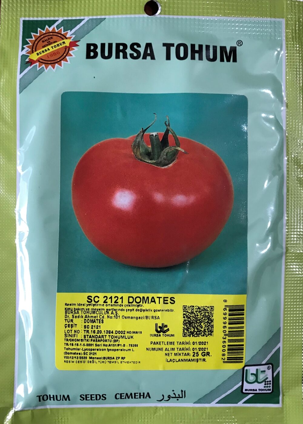 DOMATES TOHUMU 2121 25 GR ORT 6250 ADET TOHUM