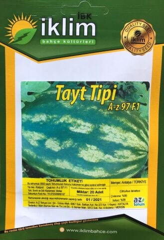 Karpuz Tohumu Hibrit A-Z-97 F1 Oval (Tayt) Tipi - 20 Adet Tohumluk